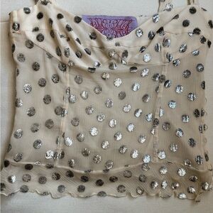 Tuleh Polka Dot Cream Top